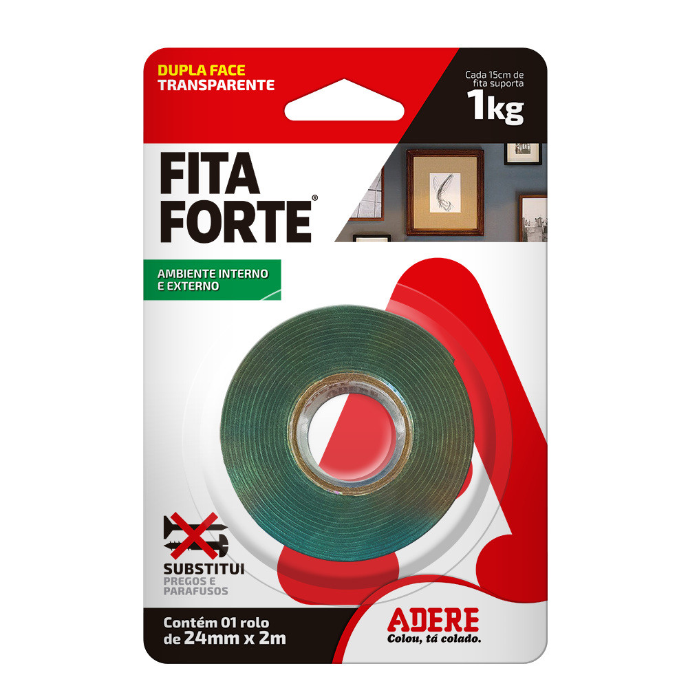 Fita Forte Dupla Face Transparente 12mm x 1,5m