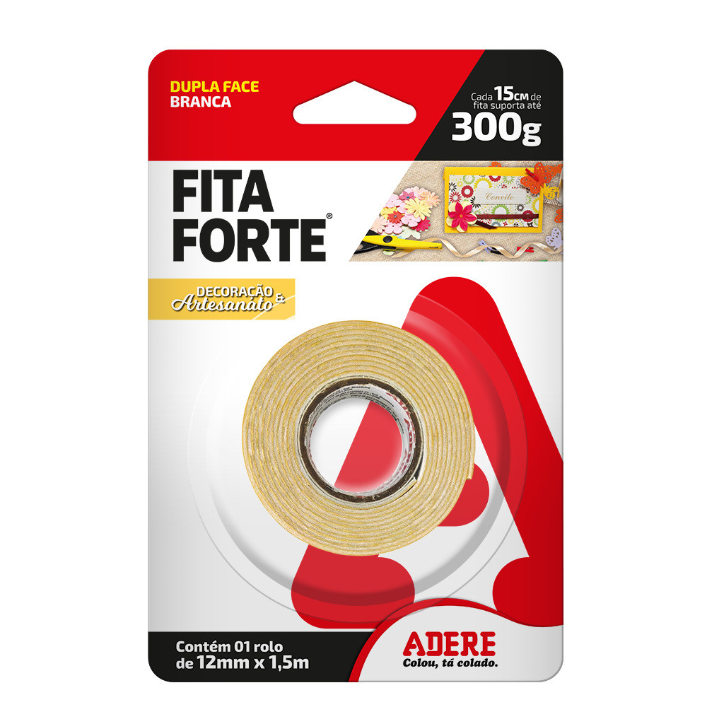 Fita Forte Dupla Face Decoração e Artesanato 12mm x 2m